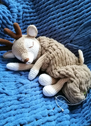 Вязаный олень, олененок пижамница, игрушка для сна, мягкий олень,