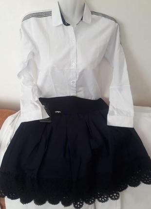 Костюм для девочки: рубашка унисекс и юбка с гипюром костюм же...