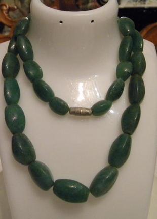 Бусы ожерелье натуральный зеленый камень №158