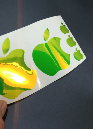 Наклейки эпл голограмма галограма хром IPhone apple зеленый