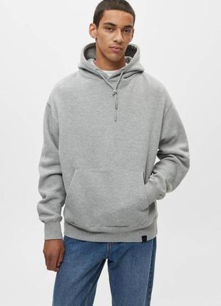 Худі pull&bear сірого кольору з капюшоном