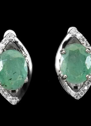 Серьги СЕРЕБРО 925 Натуральный изумруд