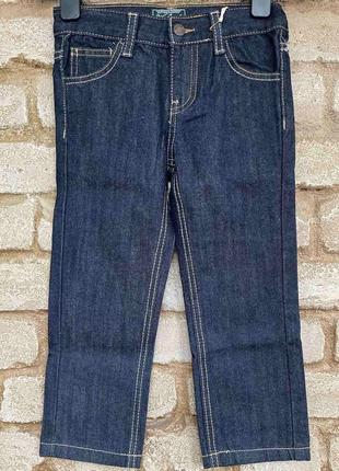 1, Плотные прямые темно-синие хлопковые джинсы с утяжкой для м...
