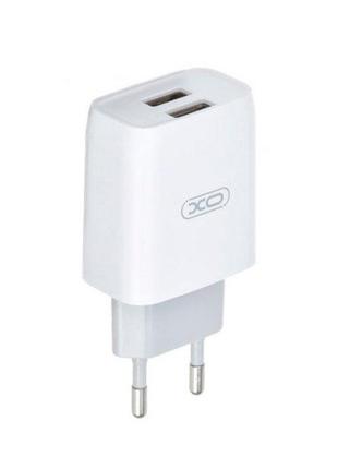 СЗУ XO L57 2в1 micro 2USB / 2.4A білий