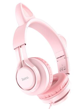 Наушники Hoco W36 Cat ear headphones with mic Pink