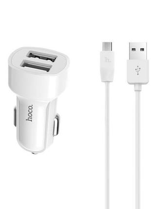 Зарядка в прикуриватель Hoco Z2A two-port Car charger set with...