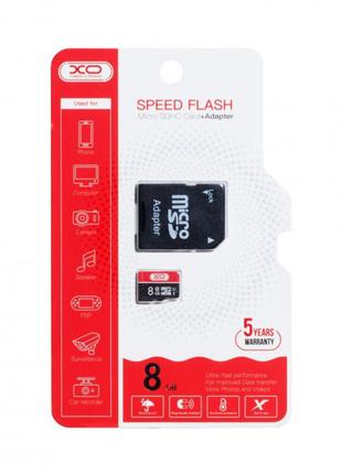 Карта Пам'яті XO micro SD 8GB ( 10cl ) червоний / чорний