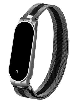 Ремінець Міланська Петля Mi Band 7 Silver / Black ( 30 )