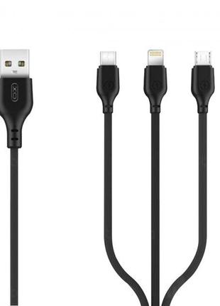 Кабель 3-в-1 XO NB103 3 in 1 a usb cable Black