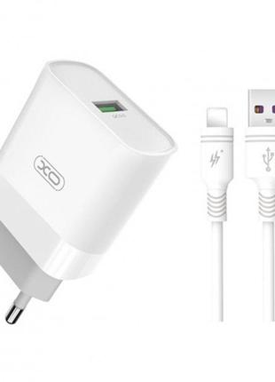 СЗУ XO L63 15W FAST EU QC3.0 charger with apple cable White