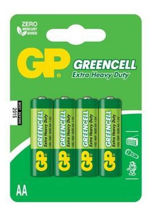 Батарейки GP GREENCELL 1.5V, Солевые 15G-2UE4, R6,AA 4 шт.