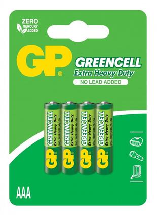 Батарейки GP GREENCELL 1.5V 24G-U4 Солевые R03, AAA 4 шт.
