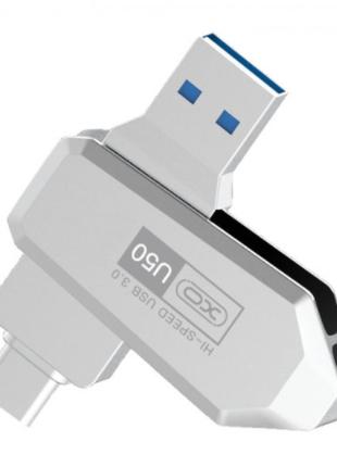 Флеш-накопитель XO U50 32GB Type-c to USB OTG Silver