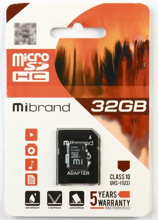 Карта памяти Mibrand UHS-1 U3 32GB Micro SD (SDHC) + adapter SD
