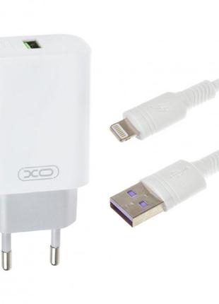 СЗУ XO-L85D ( US ) QC3.0 18W with Lightning ( NB111 ) cable White