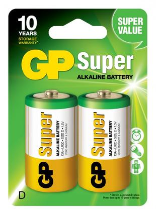 Батарейки GP SUPER ALKALINE 1.5V 13A-U2, LR20, D 2 шт.