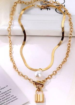Многослойное ожерелье в стиле Хип-хоп в золотом цвете