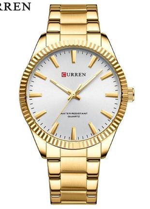 Класичний чоловічий наручний годинник Curren 8425 Gold-White