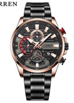 Классические мужские наручные часы Curren 8415 Black-Gold