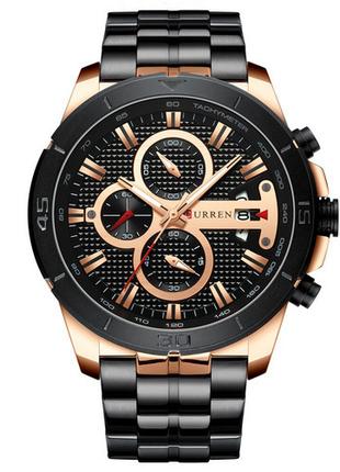 Классические мужские наручные часы Curren 8337 Black-Cuprum