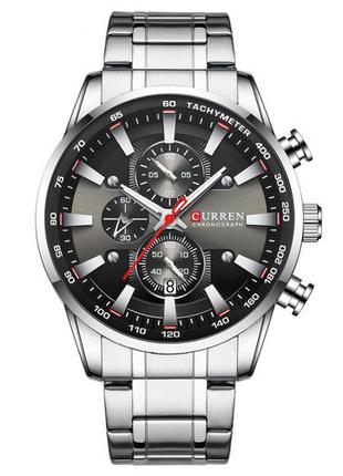 Классические мужские наручные часы Curren 8351 Silver-Black