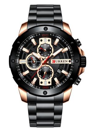 Классические мужские наручные часы Curren 8336 Black-Cuprum