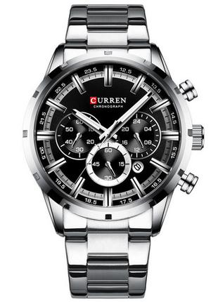 Классические мужские наручные часы Curren 8355 Silver-Black