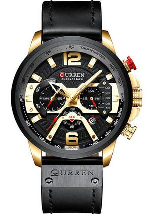 Классические мужские наручные часы Curren 8329 Black-Gold