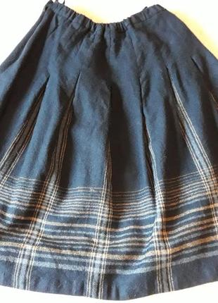 Шерстяная синяя юбка с полосками (возможен обмен)