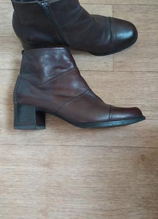 Женские коричневые кожаные ботинки на невысоком каблуке janet d.