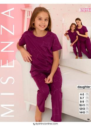Детская хлопковая пижамка фиолетового цвета турецкого производ...