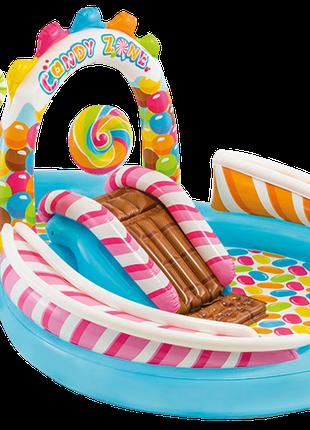 Надувной бассейн с горкой Candy Zone Play Center 57149 INTEX