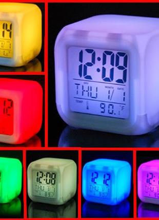 Цифровые светодиодные часы куб с ЖК-дисплеем и будильником, с ...