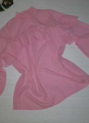 Розовая шифоновая блуза батал р.52-54