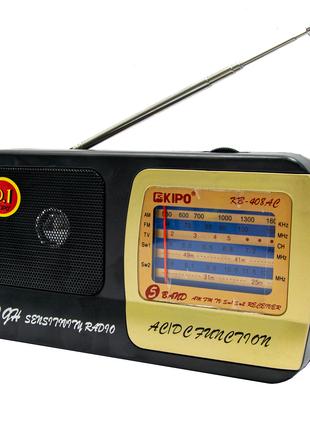 Міні радіоприймач FM/TV/AM/SW1-2 "Kipo KB-308AC", Чорний радіо...