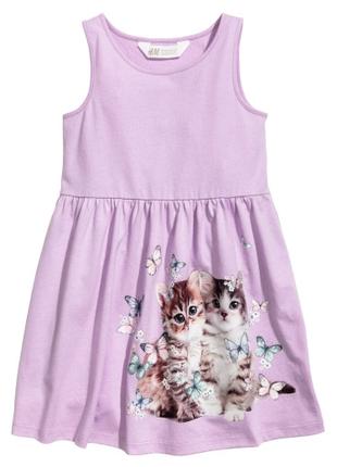 1, Хлопковое платье майка сарафан для девочки котик котята HM ...