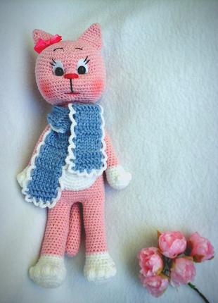 Игрушка крючком Кошечка-модница амигуруми handmade