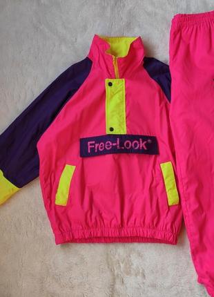 Розовый спортивный костюм винтаж разноцветный куртка анорак со...