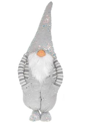 Мягкая игрушка Гном, 64см, цвет - серебро с пайетками