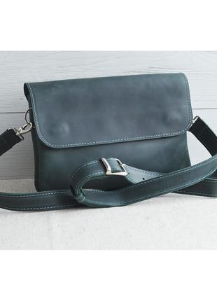 Женская кожаная сумка клатч GS зеленая