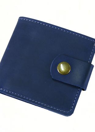Мужской кожаный кошелек бумажник GS синий