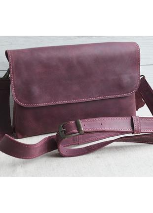 Женская кожаная сумка клатч GS бордовая