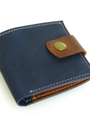 Женский кожаный кошелек бумажник GS синий