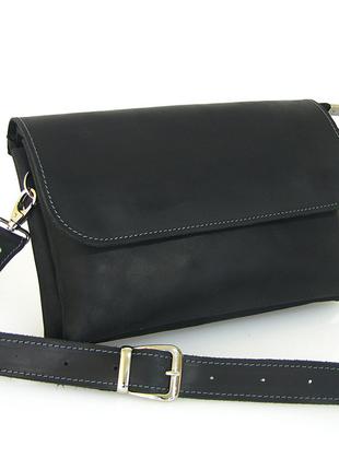 Женская кожаная сумка клатч GS черная