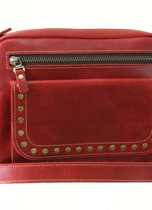 Женская повседневная сумка GS кожаная красная