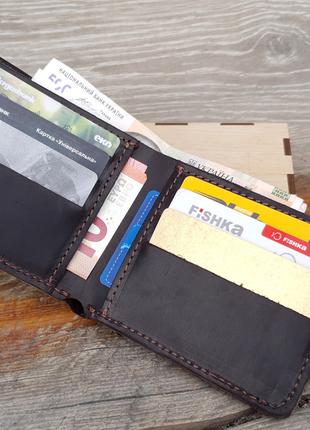 Мужской кожаный кошелек GS портмоне коричневый