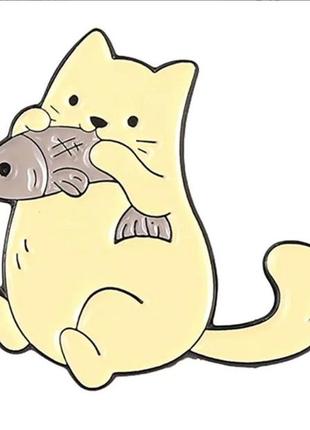 Значок / пены металлический мыла мультяшная кошка с рыбой на обед