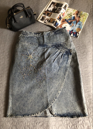 Тренд 2024, миди-юбка из плотного джинса темно-синего, р. l-хl