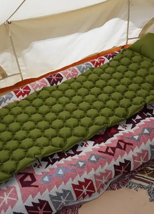 Туристичний надувний килимок, каремат, матрац Homful з подушкою