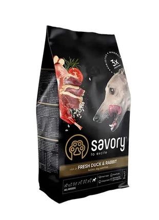 Сухий корм для собак усіх порід Savory 3 кг (кролик та качка)